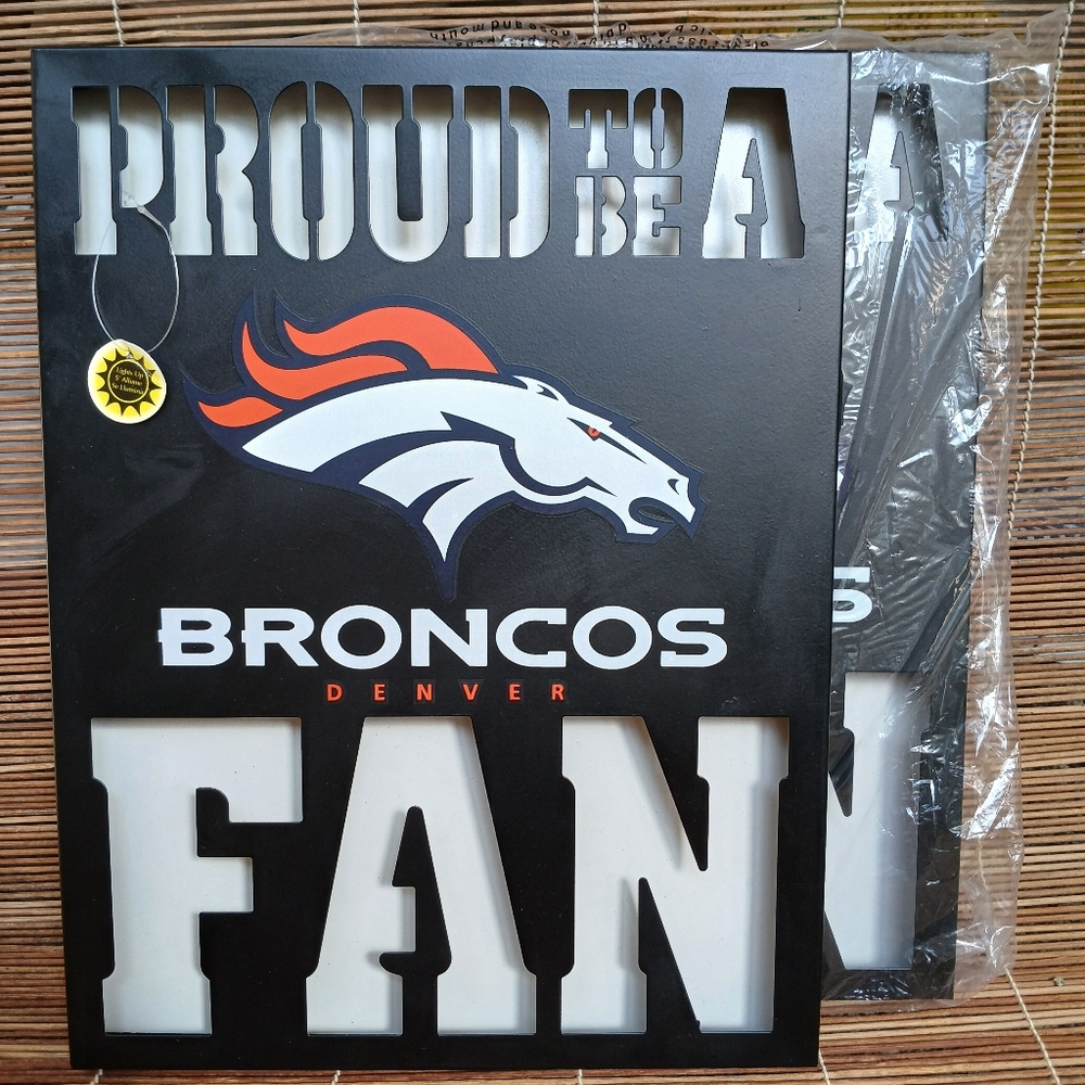 (New) NFL Denver Broncos Metal LED Sign Logo Lighted Wall Art
